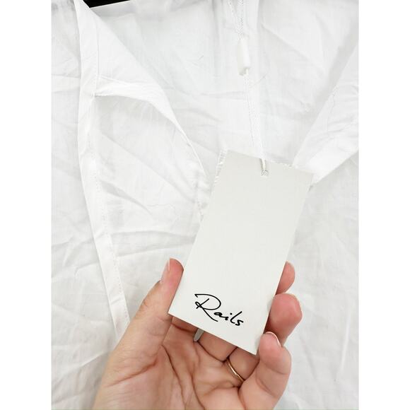 Rails Dari White Eyelet Drop Shoulder Tie Neck Top Size Large NWT - Picture 4 of 6